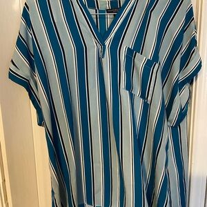 Signature Studio Blue and White Striped Blouse